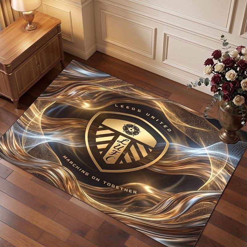 Tappeto in Velluto di Cristallo con Stampa del Leeds United Football, Comodo Assorbente d'Acqua Antiscivolo Tappeto per Pavimenti Interni