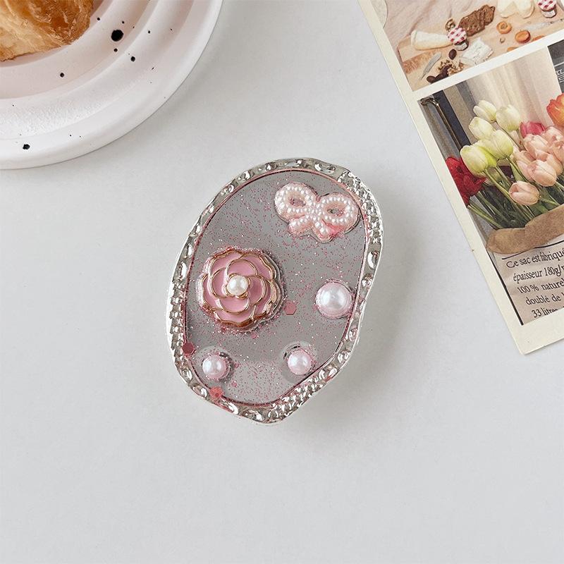 Rose Butterfly Rhinestone Love Mobile Phone Airbag Bracket Wind Back Sticker Premium Sense Ring Buckle Pearl