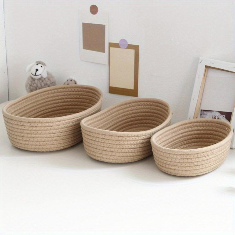 

3pcs/set Boat-shaped Basket Storage Box Desktop Debris Storage Basket Storage Basket Modern Simple Cotton Rope Storage Basket