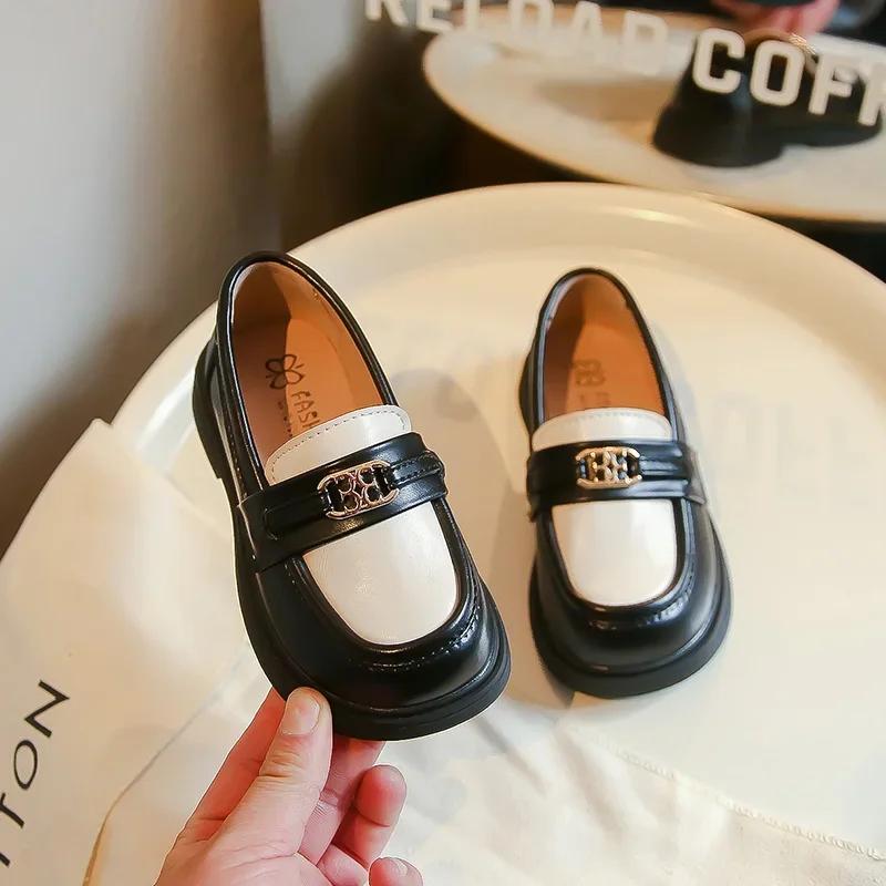 

Детские мокасины в стиле пэчворк, элегантные, без застежек, унисекс, школьные туфли для мальчиков и девочек, кожаные весенние туфли из массивной искусственной кожи, шикарные детские туфли 23-35 35-insole21.5cm чёрный