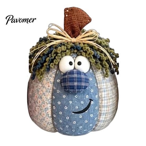 Soft Fabric Ornaments for Living Room Whimsical Patchwork Pumpkin, Pumpkin Table Decor, Cute Smiling Face Unique Handmade Gifts Autumn Harvest