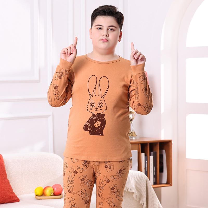 Kids' Pure Cotton Pajama Set: Warm Long-Sleeve Tops & Pants for Boys & Girls - Autumn & Winter