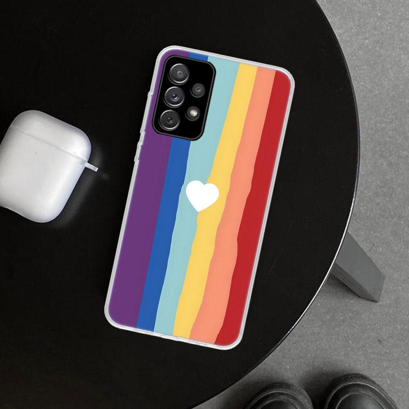 Rainbow Gradient Love Phone Case Cover for Samsung Galaxy A12 A22 A32 A52 A72 A02S A51 A50S A31 A20S A10S Note 20 Ultra 10 Plus