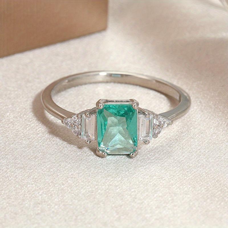 Роскошные прямоугольные женские кольца из синтетического циркония, простой и изысканный дизайн, популярные свадебные украшения в Европе и Америке 7