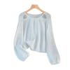 Sweet Openwork Round Neck Beaded Sunscreen Loose Knit Top for Women
