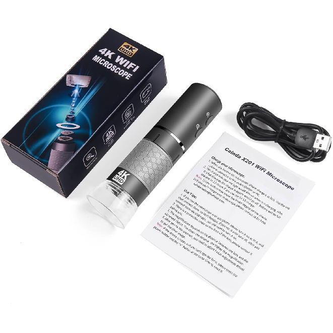 4K WiFi Digital Microscope Camera for iPhone Android Phone and Windows Mac PC, 3840x2160P Portable Wireless Handheld Microscope for Adults and Kids