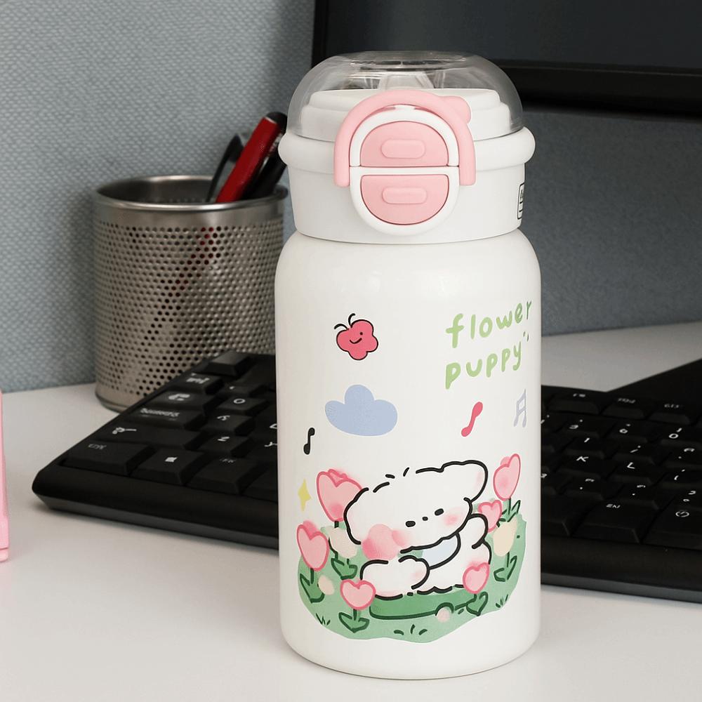 Leak Proof Double Drinking Water Cup Cartoon Iced Coffee Cup Drinkware Straw Bottle  Outdoor