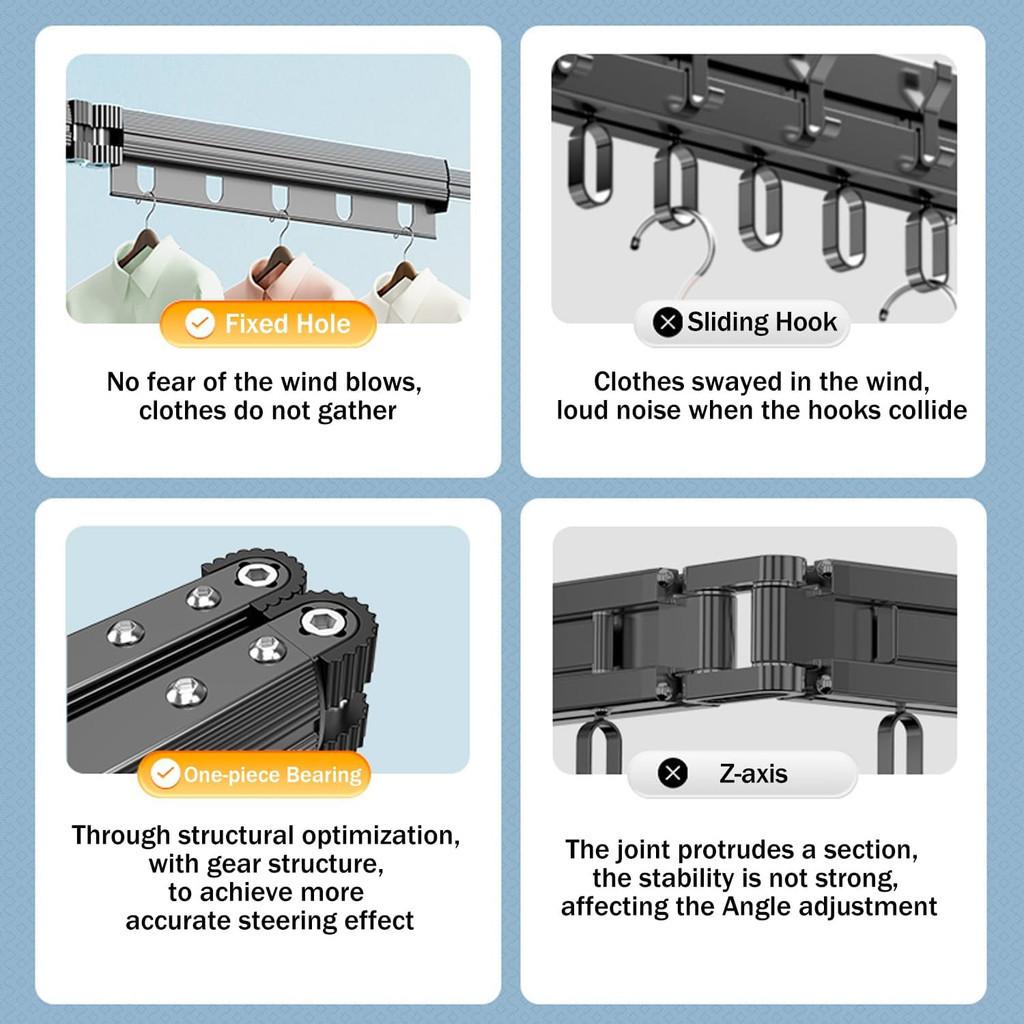 Väggmonterat Osynligt Klädtorkverktyg Utdragbart Klädtorkställ Hushåll Vikbart Klädhängarställ