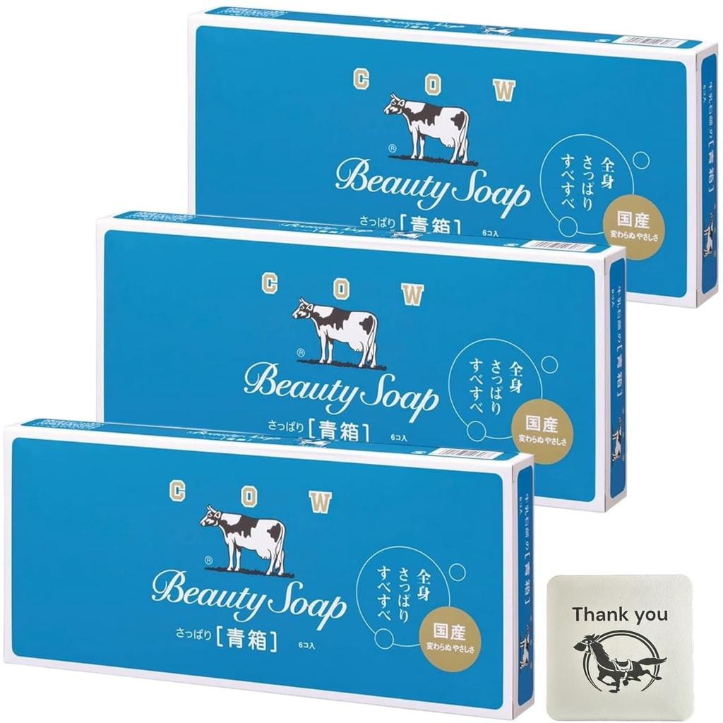 Cow Brand Cow Milk Blue 85g x 6 Solid Set of 3 Kunutonn Original Logo Bonus Item Soap, Box, bars, Additive-Free Soap, +