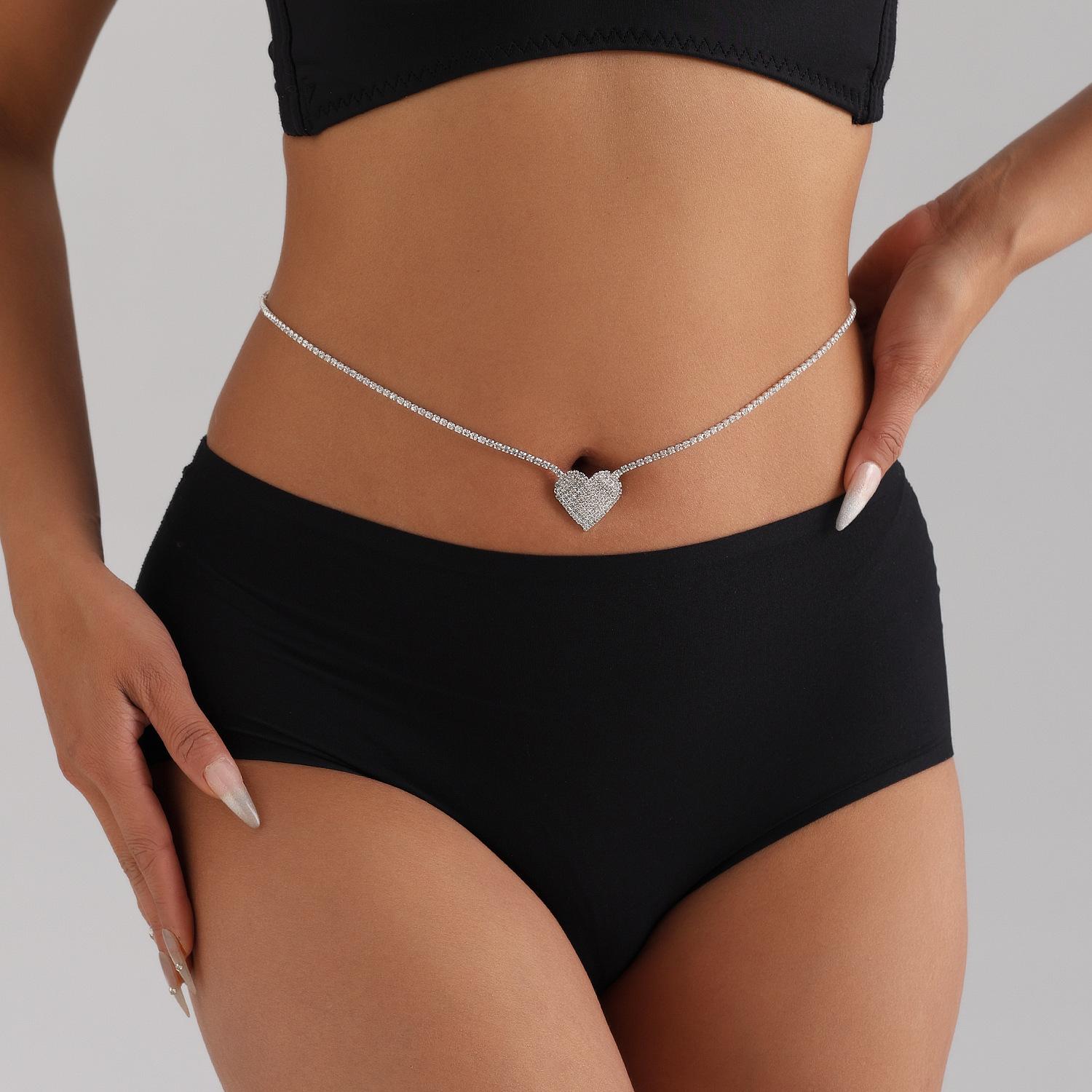 Full diamond love claw chain waist chain sexy fashion wind beach rhinestone simple body chain