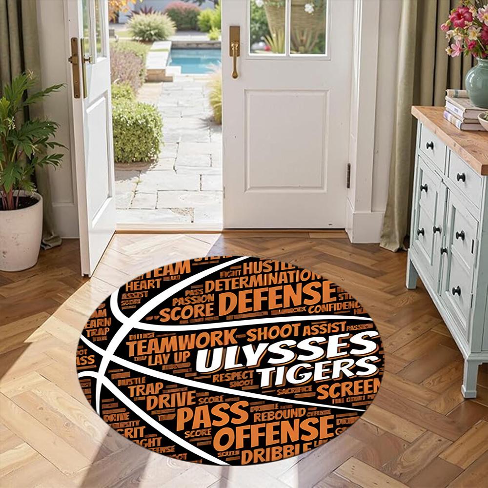 Basketball Runde Bodenmatte Design für Balkon Spielzimmer Wohnheim Eingangsbereich Rutschfeste Runde Teppich Anime Büro Dekoration