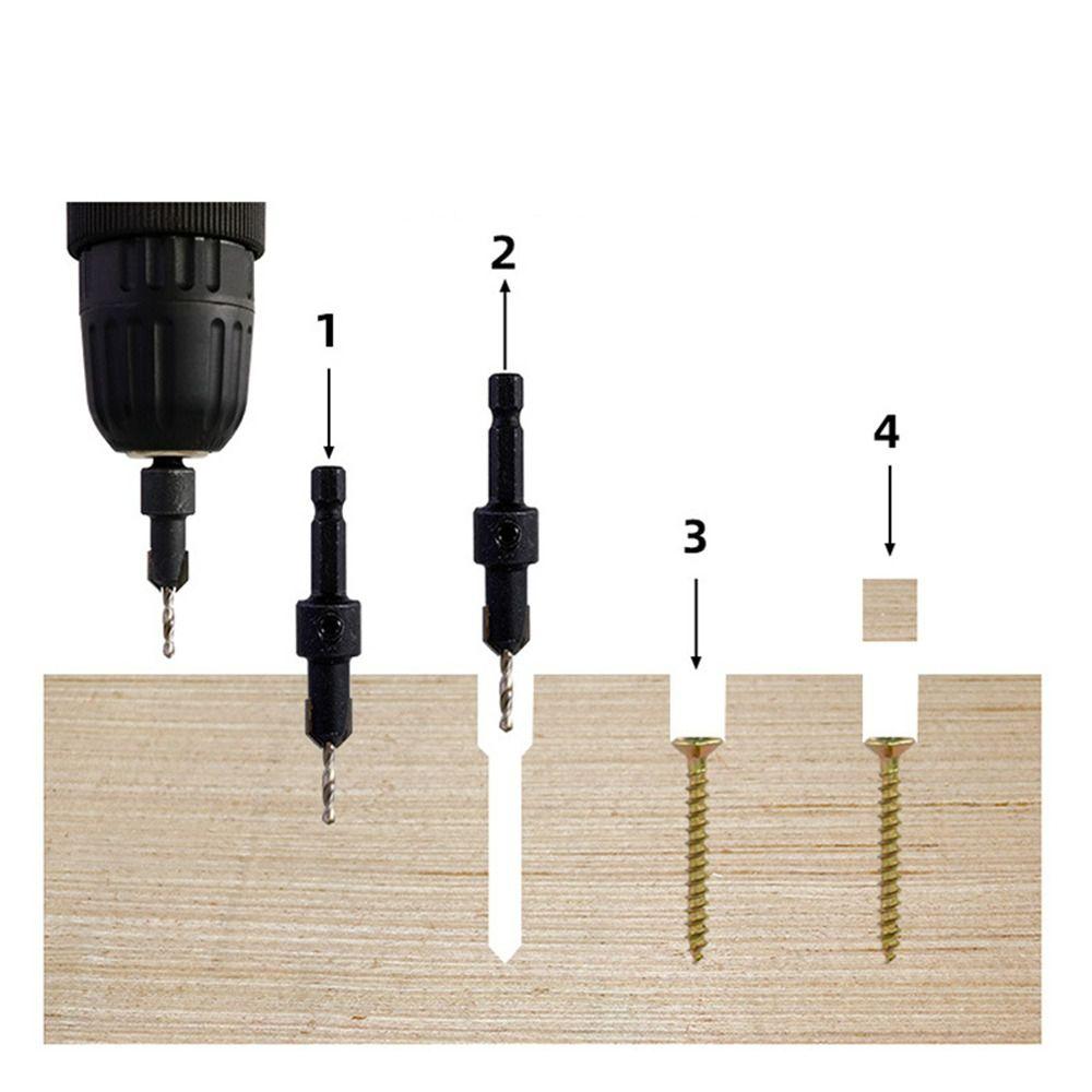 Adjustable Countersink Drill Bit Pointed Head Hex Shank Drill Durable Woodworking Drill Bit  Wood