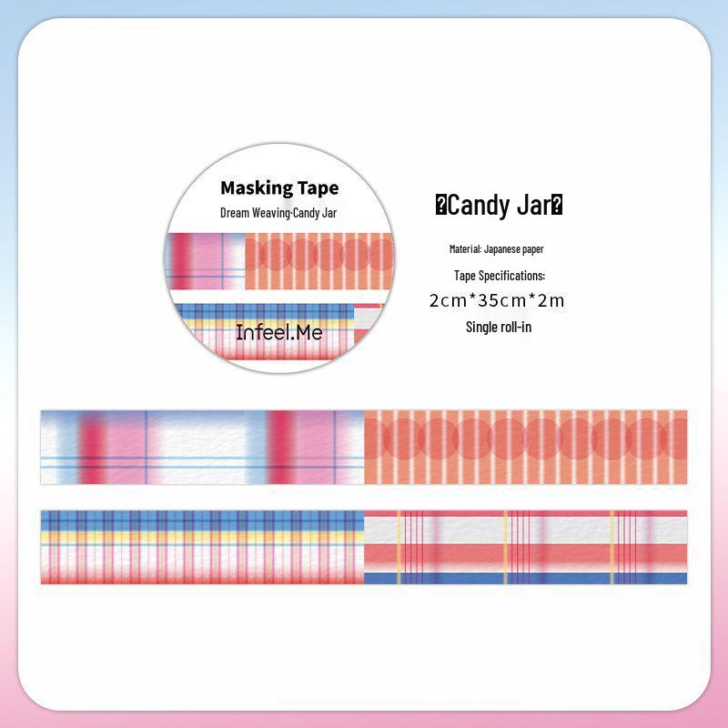 Infeel.Me Dream Weaving Washi Tape Set: 20mm Retro Grid, 6 Designs for Scrapbooking