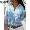 QICED 38 Color Women's Fashion Casual Long Sleeve POLO Neck Blouses & Shirts