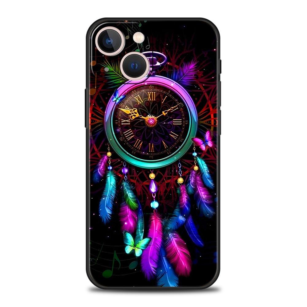 Cute Mandala Dreamcatcher Phone Case For iPhone 17 16 15 Pro Max 11 12 13 14 7 8 Plus SE 2020 X XR XS Cover Soft Black