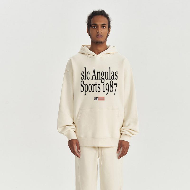 Pullover Printing and Velvet Hooded Sweater Men's Autumn and Winter New Relaxed Leisure