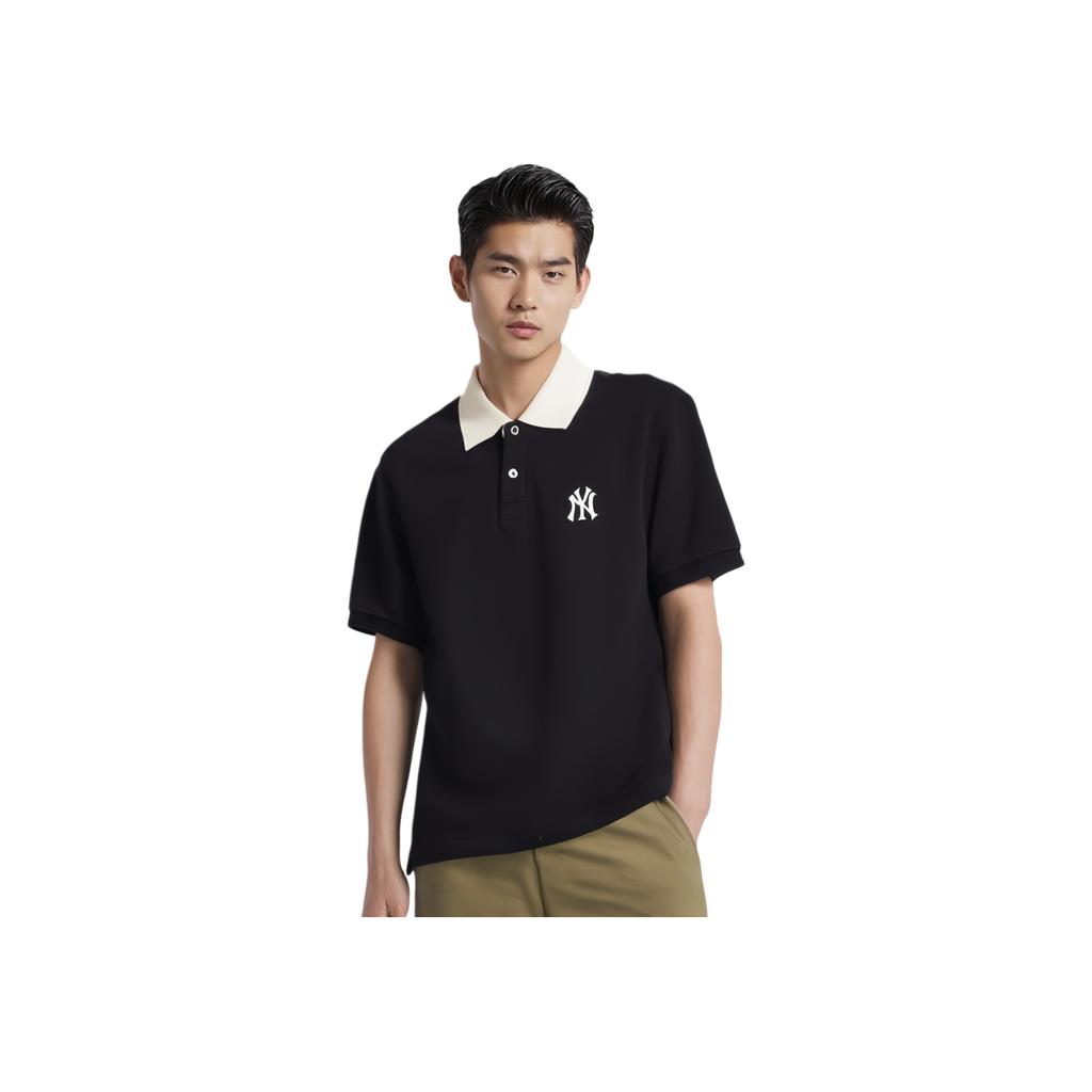 New MLB Base Logo Polo Shirts Men's Black 3LPQM2023-50BKS