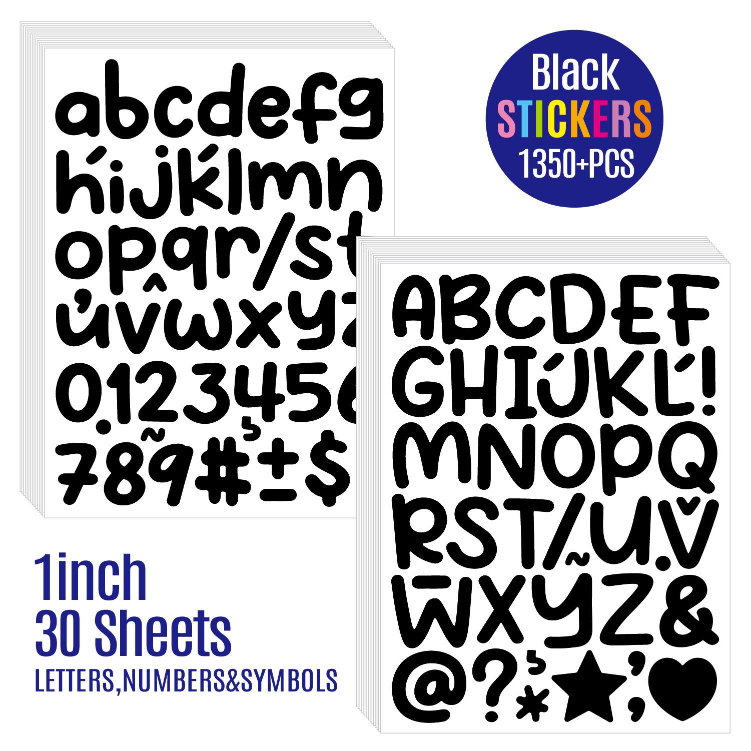 

1-inch Alphanumeric Sticker Bright Film Cartoon Pen Holder Children Piggy Bank Water Cup DIY Waterproof Letter Sticker