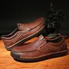 Fashion Brand Casual Business Leather Shoes Men's Handmade Platform Loafers Outdoor Anti Slip Comfortable Luxury Lazy Shoes Large Size