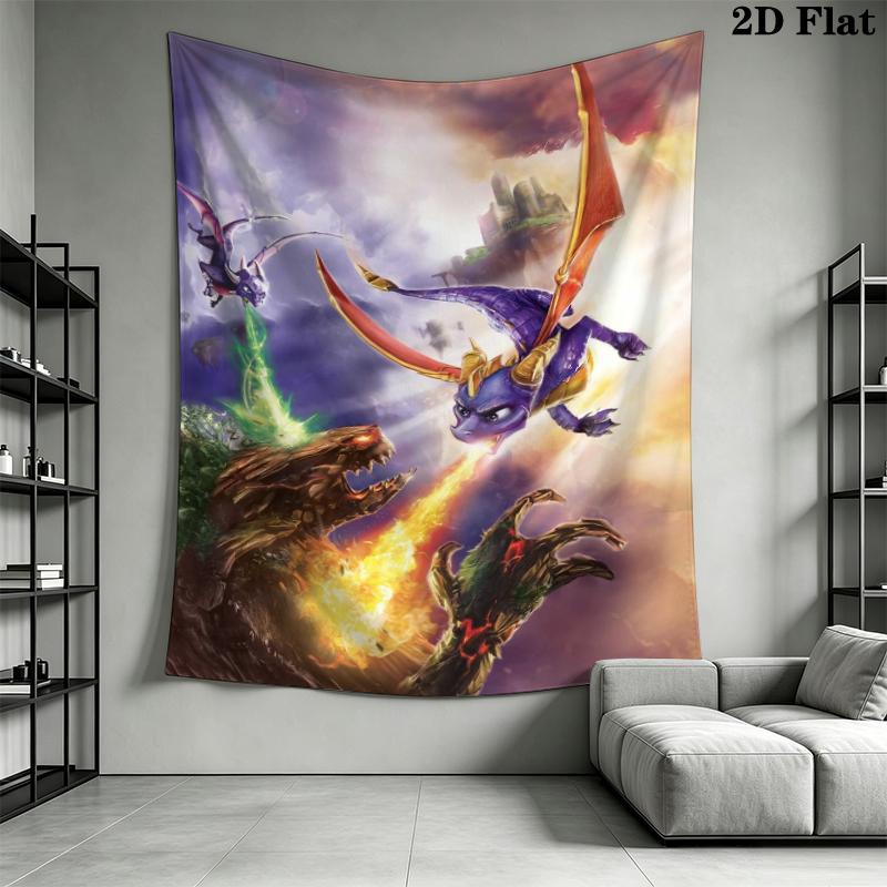 Spyro the Dragon Wall Tapestry Aesthetic Wall Hanging Printed Fabric Blanket Decorative Tapestries for Bedroom Living Room Home Decor