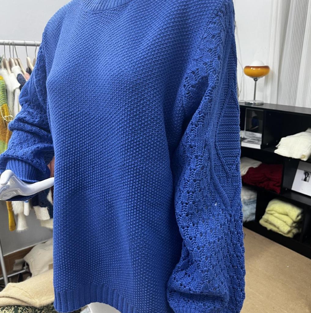 Women's Long-Sleeve Round Neck Cable Knit Pullover Sweater – European & American Fashion