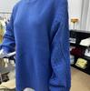 Women's Long-Sleeve Round Neck Cable Knit Pullover Sweater – European & American Fashion