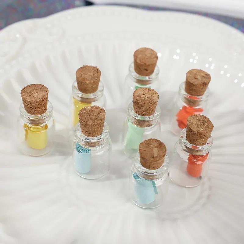 Velkoobchodní mini skleněné lahve DIY průhledná prázdná láhev s přáním s korkem pro narozeniny svatební večírek domácí dekorace laskavosti
