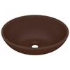 VidaXL Luxury Oval Washbasin Countertop Basin Toilet Hand Basin Bathroom Kitchen Home Interior Dark Brown Matte 146929