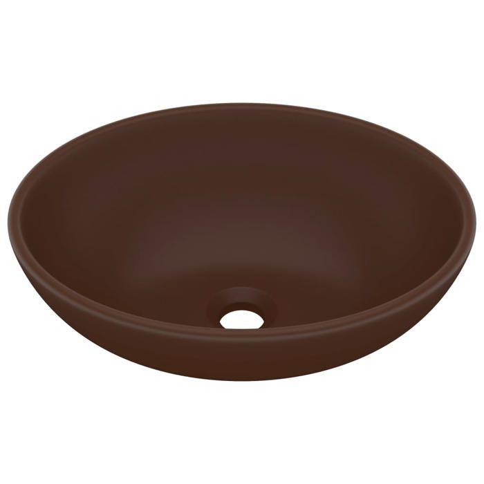 VidaXL Luxury Oval Washbasin Countertop Basin Toilet Hand Basin Bathroom Kitchen Home Interior Dark Brown Matte 146929