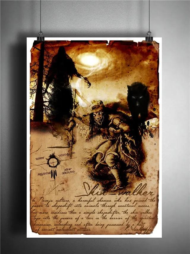 Vintage Magic horror vampiro monstro mítico Sexy Devil girl Poster lobisomem bruxaria Canvas Poster Wall Art Mural Decoração de quarto sem moldura