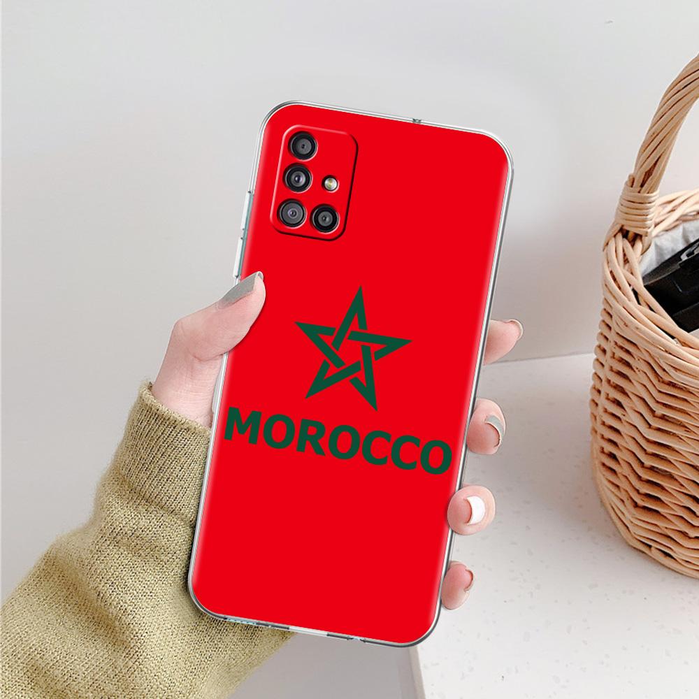 Phone Case For Samsung A15 A13 A35 A55 A51 A71 A41 A31 A21S A03S A05 A17 A23 A25 A33 A53 A73 5G A07 4G Cover Morocco Flag Soccer