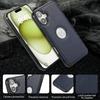 For iPhone 16 Case Logo View Litchi Texture PU Leather Coated PC+TPU Phone Cover