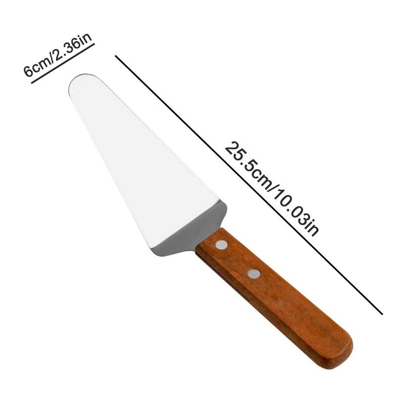 Stainless Steel Pizza Shovel Non-stick Pizza Paddle Spatula Wooden Handle Pizza Cheese Server Triangular Spade Cheese Shovel