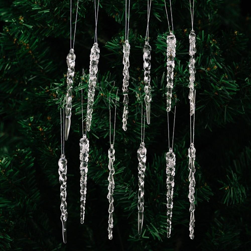 Acrylic Christmas Tree Ornaments Hanging Pendants Transparent Ice Cone Pendant Crystal Clear Creative Icicle Decorations
