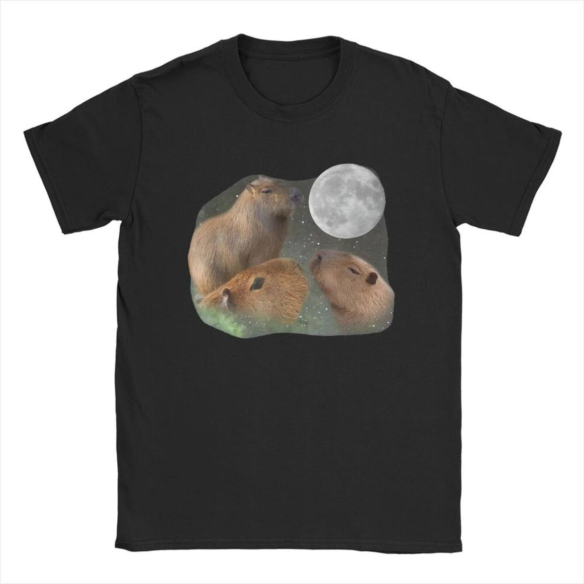 

Raccoon 3 Racoons Howling At Moon T-Shirts Men Funny Weird Cursed Novelty 100% Cotton Tee Shirt Crewneck Short Sleeve T Shirts 4XL