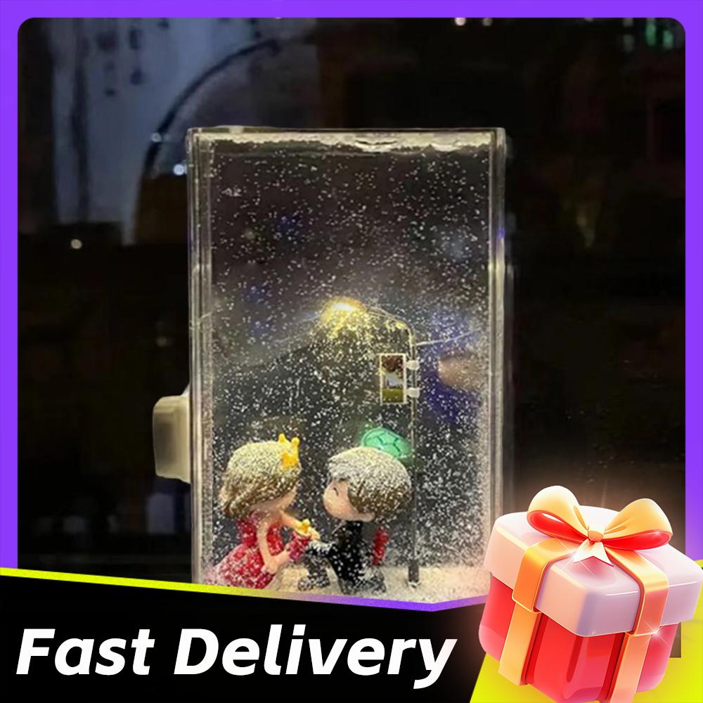 1/2 Stück Schneelandschaft Nachtlicht SchneeLampe Materialpaket Dekorative SchneeNacht Straßenlaterne Weihnachtslicht zum Selbermachen Geschenk
