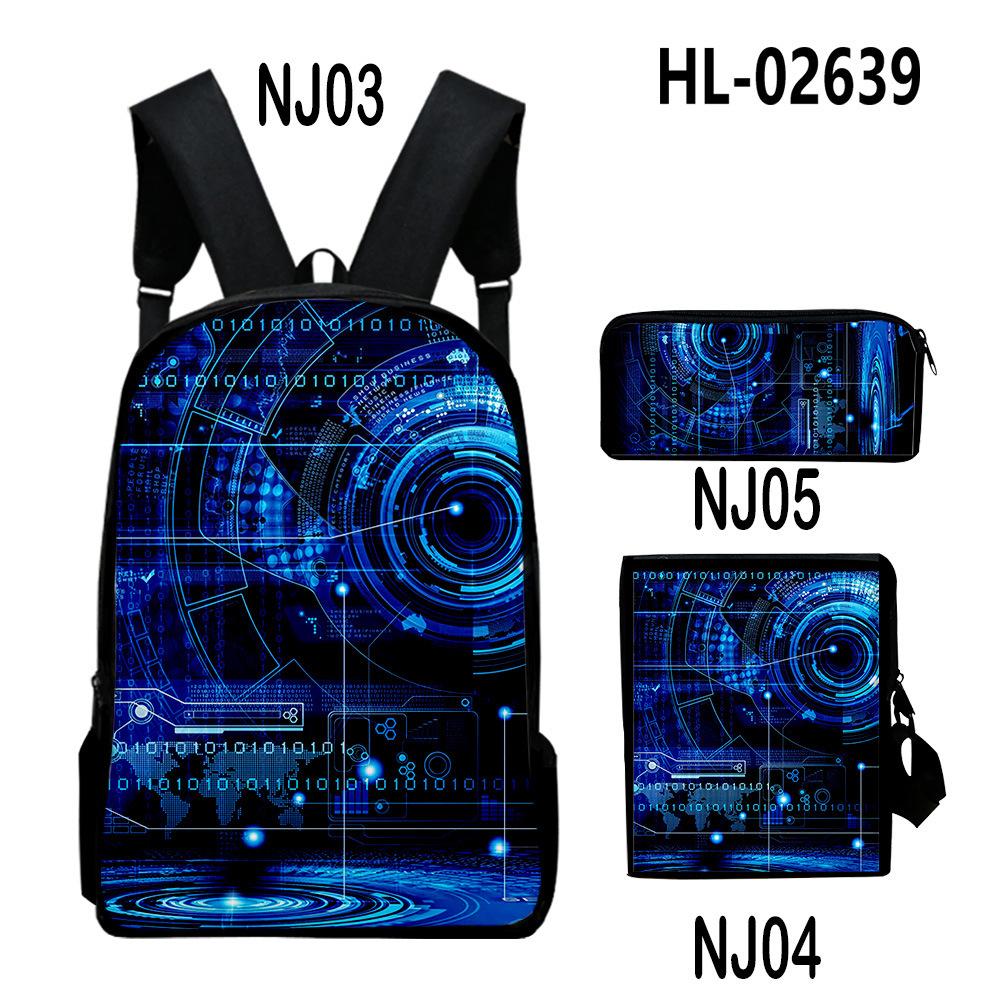 Stile Classico Novità Tecnologia Stampa 3D 3pz/Set pupilla Zaini Scolastici Zaino Daypack per Laptop Borsa a spalla inclinata Astuccio