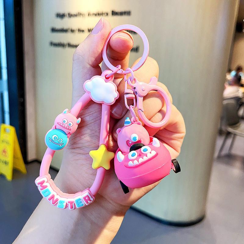 Cute Creative Car Keychain Gift Colorful Monster Keyring For Birthdays And Holidays