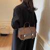 Retro Portable Small Bag Women'S Winter Large-Capacity Commuting Document Small Square Bag Shoulder Messenger Bag