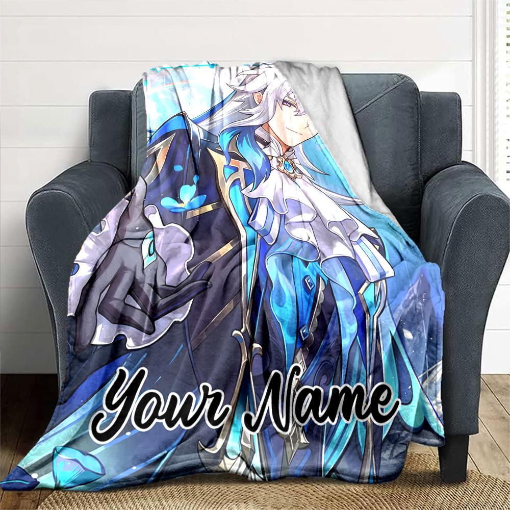 Customizable Genshin Impact8 Throw Blanket – Personalized Name, All-Season Cozy Snug Blanket, Machine Washable, Personalized Blanket