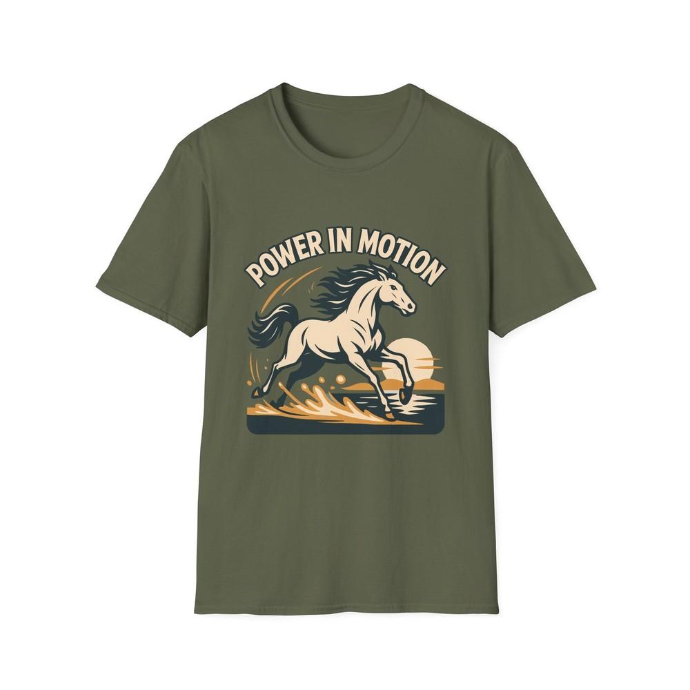 

Unisex Softstyle T-Shirt White Horse Galloping Sunrise Power Motion Graphic S