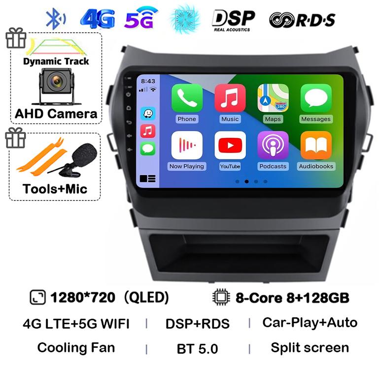 Android 14 Auto Carplay Car Radio For Hyundai Santa Fe 3 Ix45 2013 2014 2015 2016 2017 GPS Stereo Multimedia Player 360 Camera