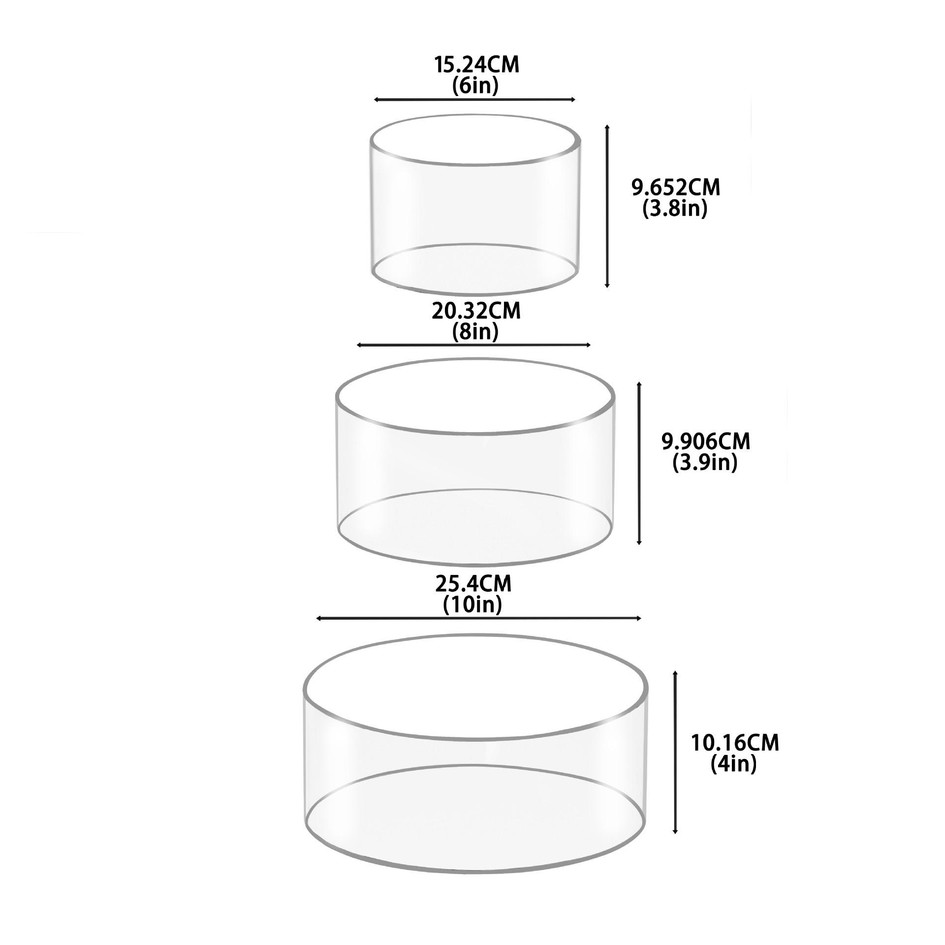 

3 Pcs Transparent Cylinder Acrylic Cake Stand Holders Set Birthday Party Events Wedding Decor Item 6/8/10 Inch Cake Stand Layers