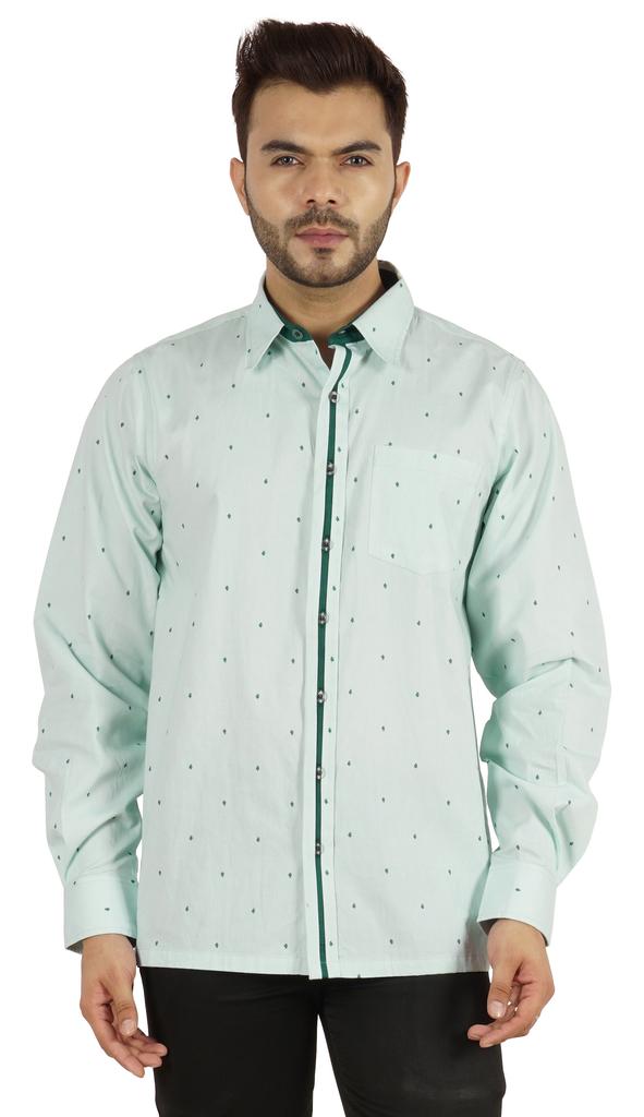 BestMan Printed Shirt For Mens Cotton Office Wear Long Sleeves Button Down Formal