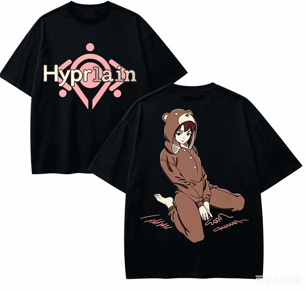 Lain Anime Lover T-shirt Harajuku Cotton New Model High Street Retro Oversized Unisex Harajuku