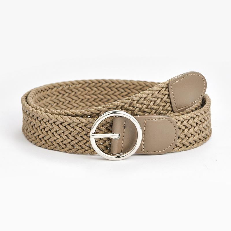 Candy Color Ladies Round Buckle Belt Retro Twist Wax Rope Braided Decorative Jeans Belt