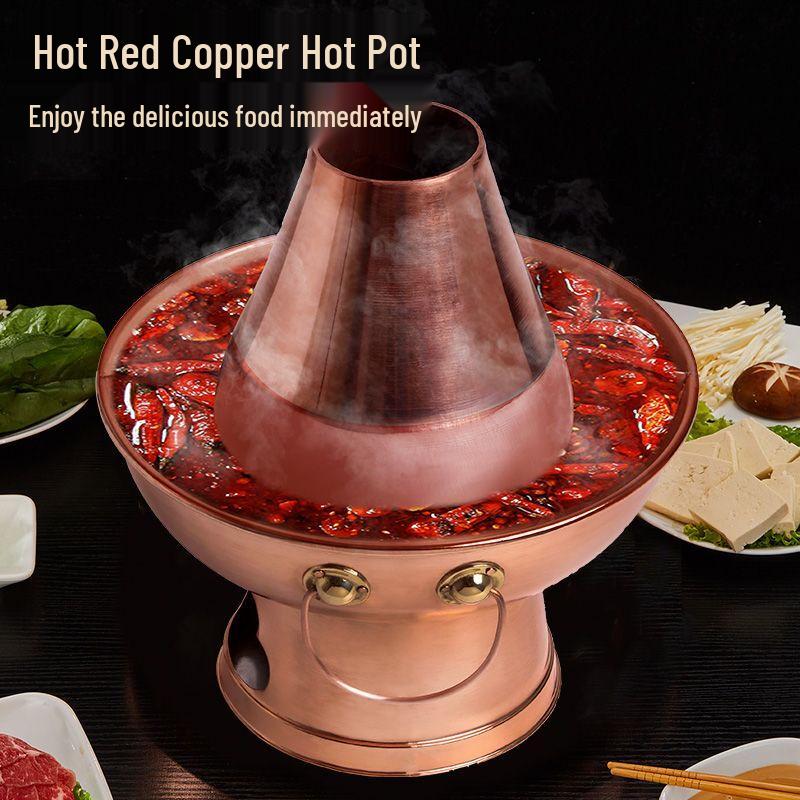 Ningzhao Vintage Copper Charcoal Split Hot Pot
