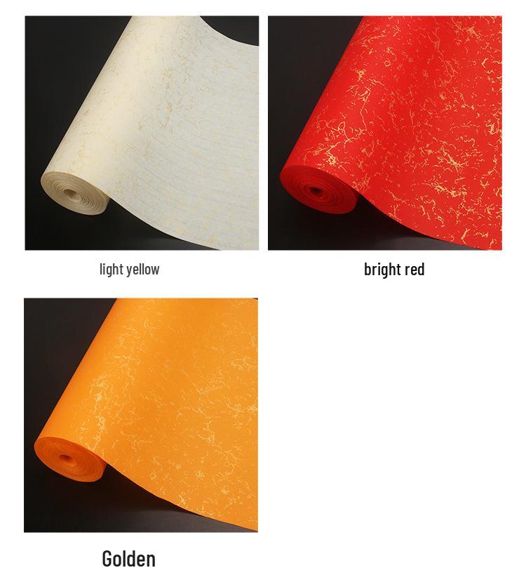 Gold-Flecked & Painted Silk Long Scroll: Thickened Semi-Sized Xuan Paper for Calligraphy & Mounting in Regular, Clerical, & Running Script.