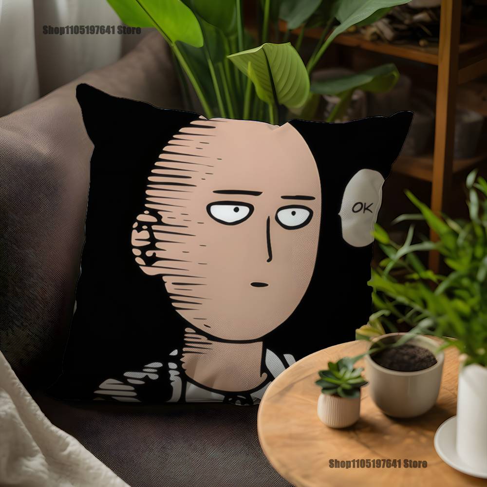 One P-Punch Man Saitama Pillow Case For Sofa Decor Car Office Room Printing Cushion Cover Decorations and Protector