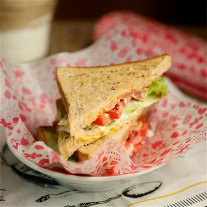 50pcs Sheet Oil-Proof Wax Paper Christmas Food Wrapper  Sandwich Burger Fries Baking  Bread Oilpaper Pastry Packaging